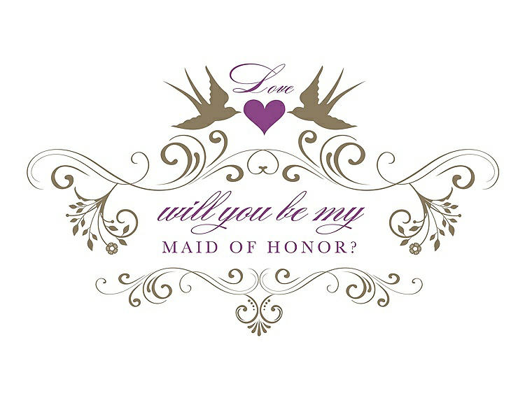 Front View - Antique Gold & Orchid Will You Be My Maid of Honor Card - Classic