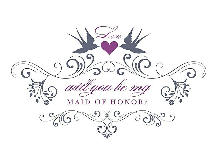 Front View - Blue Steel & Orchid Will You Be My Maid of Honor Card - Classic