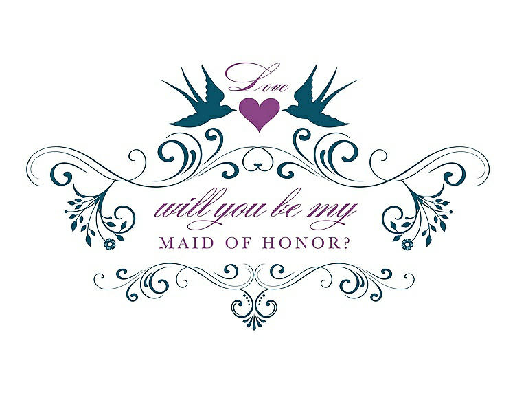 Front View - Peacock Teal & Orchid Will You Be My Maid of Honor Card - Classic