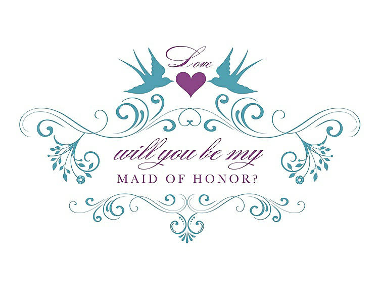 Front View - Aquamarine & Orchid Will You Be My Maid of Honor Card - Classic