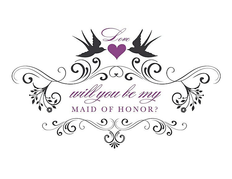 Front View - Black & Orchid Will You Be My Maid of Honor Card - Classic