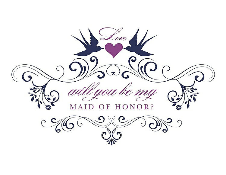 Front View - Blueberry & Orchid Will You Be My Maid of Honor Card - Classic