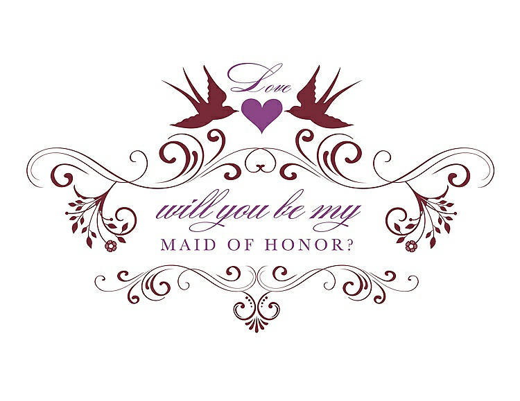 Front View - Burgundy & Orchid Will You Be My Maid of Honor Card - Classic