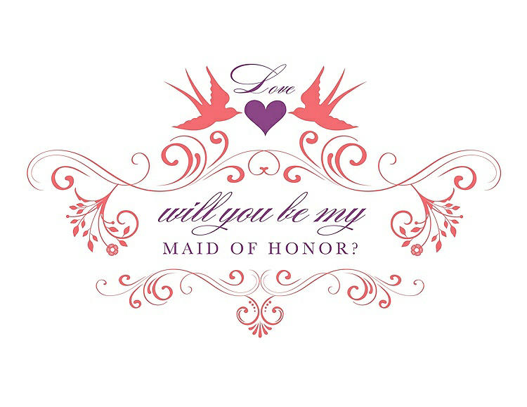 Front View - Coral & Orchid Will You Be My Maid of Honor Card - Classic