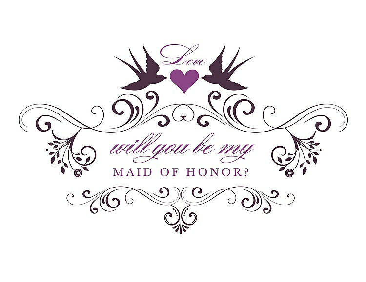 Front View - Eggplant & Orchid Will You Be My Maid of Honor Card - Classic