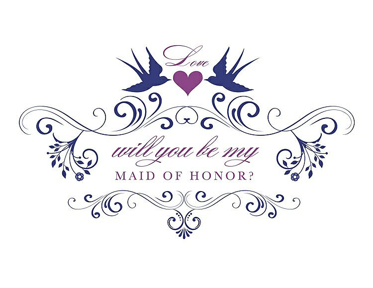 Front View - Electric Blue & Orchid Will You Be My Maid of Honor Card - Classic