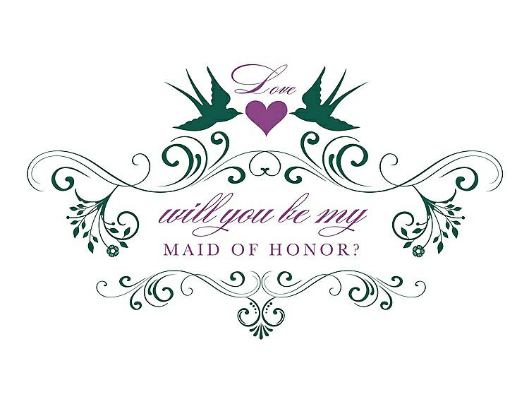 Front View - Hunter Green & Orchid Will You Be My Maid of Honor Card - Classic