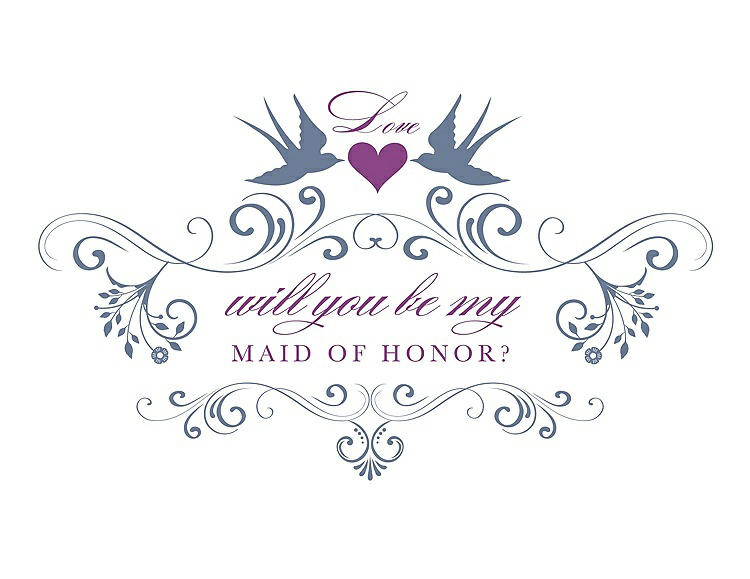 Front View - Larkspur Blue & Orchid Will You Be My Maid of Honor Card - Classic