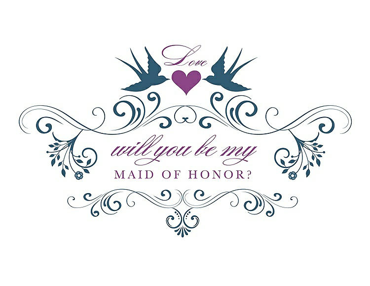 Front View - Marine & Orchid Will You Be My Maid of Honor Card - Classic
