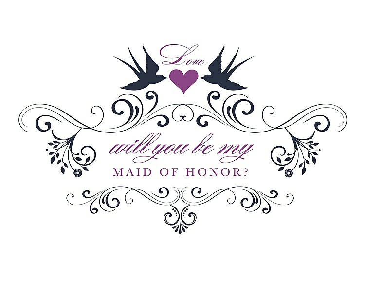 Front View - Midnight Navy & Orchid Will You Be My Maid of Honor Card - Classic