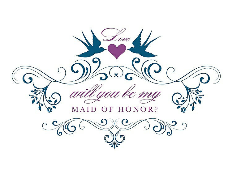 Front View - Ocean Blue & Orchid Will You Be My Maid of Honor Card - Classic