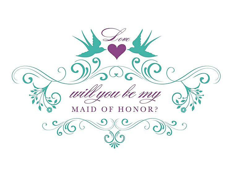 Front View - Pantone Turquoise & Orchid Will You Be My Maid of Honor Card - Classic