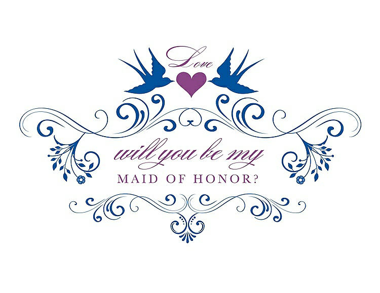 Front View - Royal Blue & Orchid Will You Be My Maid of Honor Card - Classic