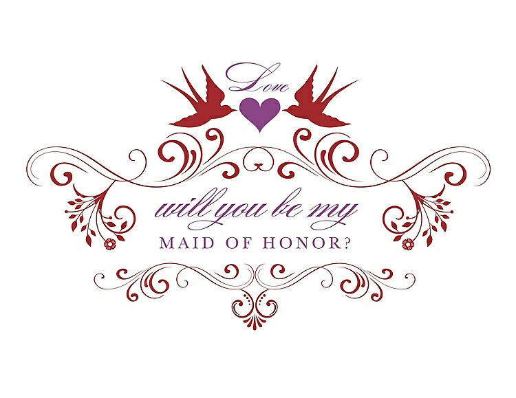Front View - Ribbon Red & Orchid Will You Be My Maid of Honor Card - Classic