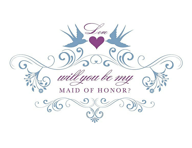 Front View - Windsor Blue & Orchid Will You Be My Maid of Honor Card - Classic