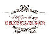 Front View Thumbnail - Cinnamon & Perfect Coral Will You Be My Bridesmaid Card - Vintage