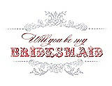 Front View Thumbnail - Dove & Perfect Coral Will You Be My Bridesmaid Card - Vintage