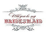 Front View Thumbnail - Mystic & Perfect Coral Will You Be My Bridesmaid Card - Vintage