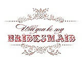 Front View Thumbnail - Pearl Pink & Perfect Coral Will You Be My Bridesmaid Card - Vintage