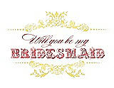 Front View Thumbnail - Snapdragon & Perfect Coral Will You Be My Bridesmaid Card - Vintage