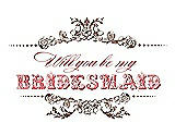 Front View Thumbnail - Almond & Perfect Coral Will You Be My Bridesmaid Card - Vintage