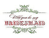 Front View Thumbnail - Apple Slice & Perfect Coral Will You Be My Bridesmaid Card - Vintage