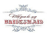 Front View Thumbnail - Arctic & Perfect Coral Will You Be My Bridesmaid Card - Vintage