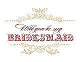 Front View Thumbnail - Buttercup & Perfect Coral Will You Be My Bridesmaid Card - Vintage