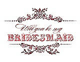 Front View Thumbnail - Claret & Perfect Coral Will You Be My Bridesmaid Card - Vintage