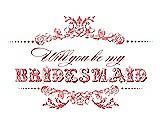 Front View Thumbnail - Coral & Perfect Coral Will You Be My Bridesmaid Card - Vintage