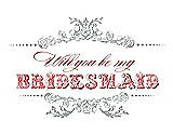 Front View Thumbnail - Frost & Perfect Coral Will You Be My Bridesmaid Card - Vintage