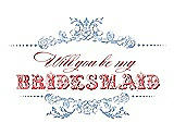 Front View Thumbnail - Ice Blue & Perfect Coral Will You Be My Bridesmaid Card - Vintage