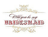 Front View Thumbnail - Ice Yellow & Perfect Coral Will You Be My Bridesmaid Card - Vintage