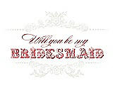 Front View Thumbnail - Ivory & Perfect Coral Will You Be My Bridesmaid Card - Vintage