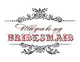 Front View Thumbnail - Lavender & Perfect Coral Will You Be My Bridesmaid Card - Vintage