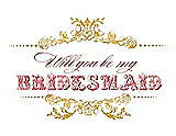 Front View Thumbnail - Mango & Perfect Coral Will You Be My Bridesmaid Card - Vintage
