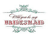 Front View Thumbnail - Meadow & Perfect Coral Will You Be My Bridesmaid Card - Vintage