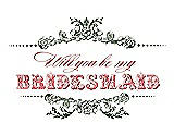 Front View Thumbnail - Moss & Perfect Coral Will You Be My Bridesmaid Card - Vintage