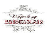 Front View Thumbnail - Oyster & Perfect Coral Will You Be My Bridesmaid Card - Vintage