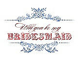 Front View Thumbnail - Periwinkle - PANTONE Serenity & Perfect Coral Will You Be My Bridesmaid Card - Vintage