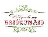 Front View Thumbnail - Pistachio & Perfect Coral Will You Be My Bridesmaid Card - Vintage