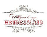 Front View Thumbnail - Sand & Perfect Coral Will You Be My Bridesmaid Card - Vintage