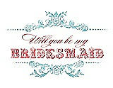 Front View Thumbnail - Spa & Perfect Coral Will You Be My Bridesmaid Card - Vintage