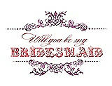 Front View Thumbnail - Sugar Plum & Perfect Coral Will You Be My Bridesmaid Card - Vintage
