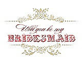 Front View Thumbnail - Venetian Gold & Perfect Coral Will You Be My Bridesmaid Card - Vintage