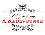 Front View Thumbnail - Blue Steel & Perfect Coral Will You Be My Matron of Honor Card - Vintage