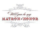 Front View Thumbnail - Dove & Perfect Coral Will You Be My Matron of Honor Card - Vintage