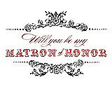 Front View Thumbnail - Graphite & Perfect Coral Will You Be My Matron of Honor Card - Vintage