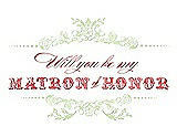 Front View Thumbnail - Honey Dew & Perfect Coral Will You Be My Matron of Honor Card - Vintage