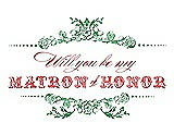 Front View Thumbnail - Juniper & Perfect Coral Will You Be My Matron of Honor Card - Vintage